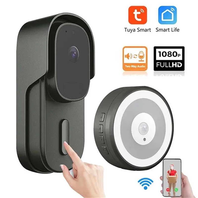 tuya smart home video deurbel 1080p camera buiten draadloze wifi deurbel waterdicht huis beveiliging smart lifefor alexa/google home 2025 - $81.99 –P1