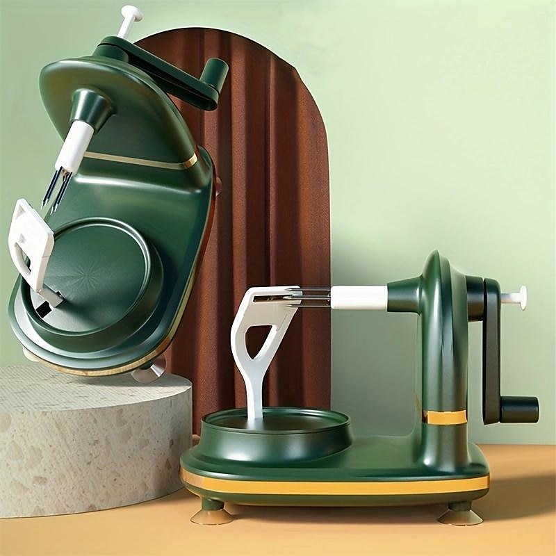 pelapatate rotante automatico per frutta, tagliamele con lame in acciaio inox con affettamele, gadget da cucina del 2025 a $25.99 –P3