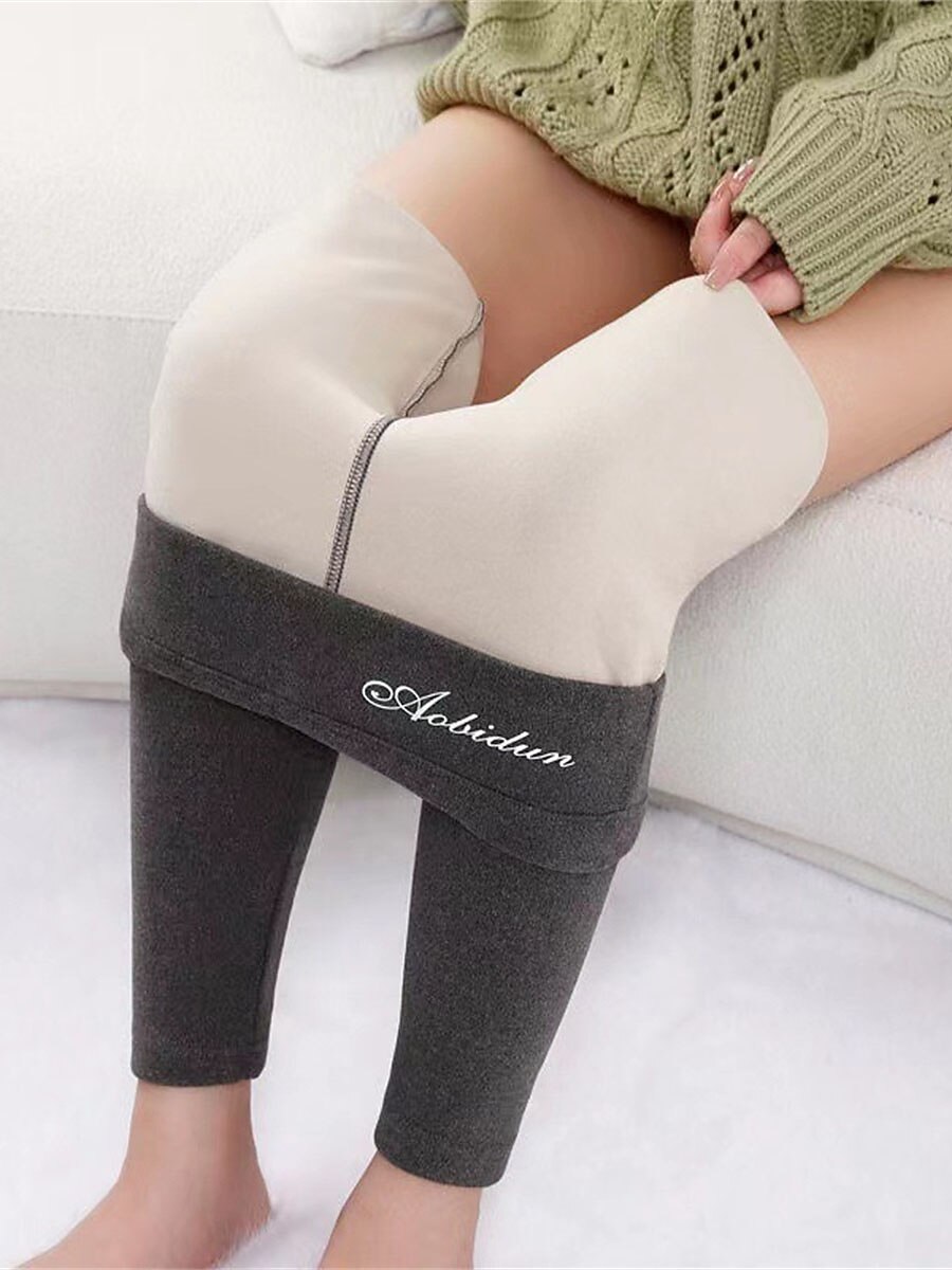 Per donna Ghette Di tendenza Streetwear Lunghezza intera Vita alta Alfabetico Vita elastica Molto spesso Tenere al caldo Morbido Comodo Media elasticità Esterno Giornaliero Da tutti i giorni Grigio del 2025 a $15.99 -P9