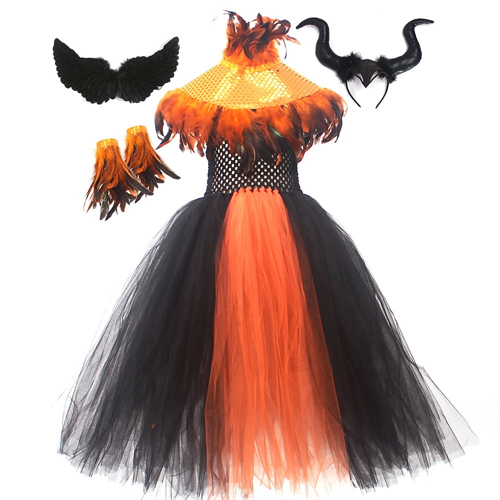 Halloween Hexe Maleficent Walpurgisnacht Kleid Cosplay Kostüm Tutu Kinder Mädchen Cosplay Halloween Leistung Party Halloween Halloween Karneval Maskerade Einfaches Karnevalskostüm 2025 - $48.99 –P19