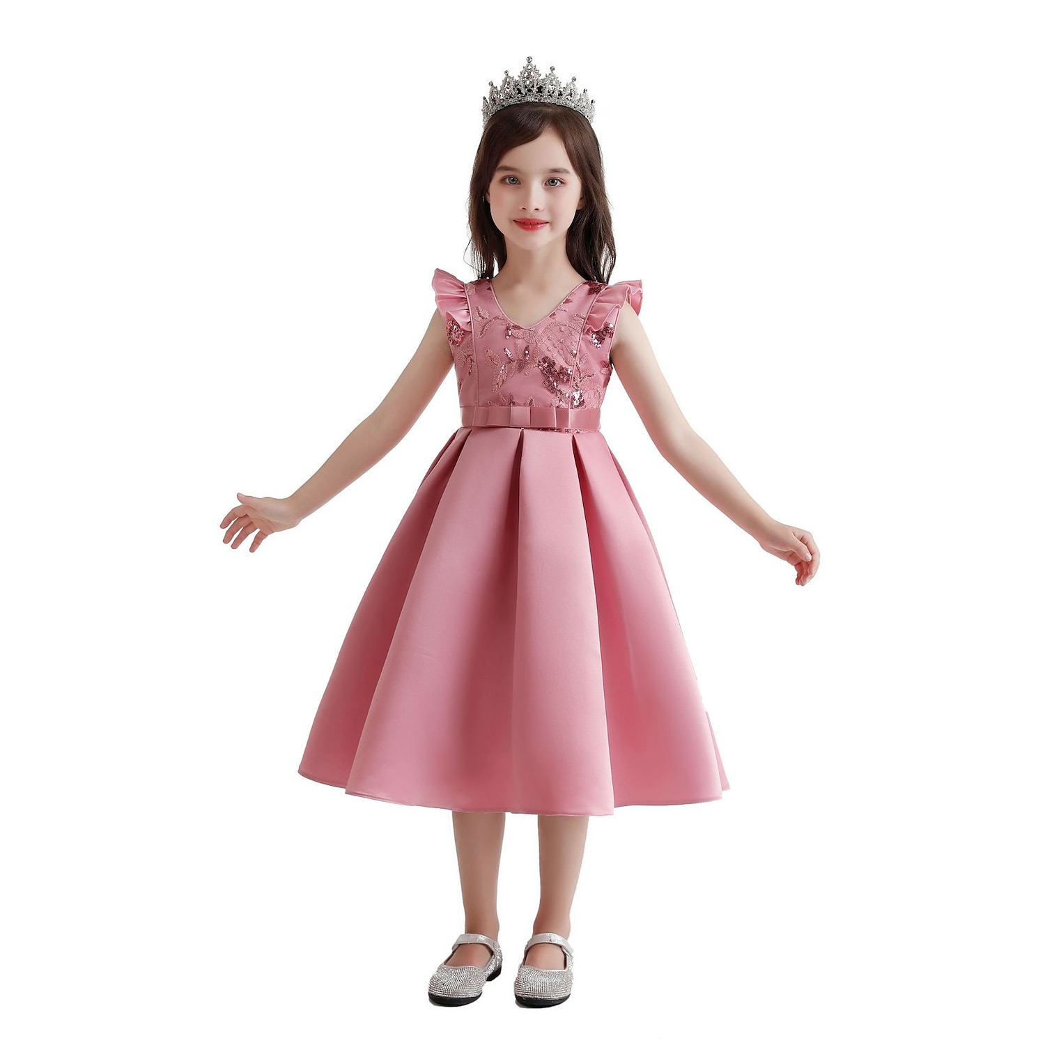 Kids Girls' Party Dress Solid Color Sleeveless Formal Performance Wedding Lace Adorable Daily Beautiful Cotton Midi Party Dress Floral Embroidery Dress Flower Girl's Dress Summer Spring Fall 3-10 2025 - $28.99 –P11