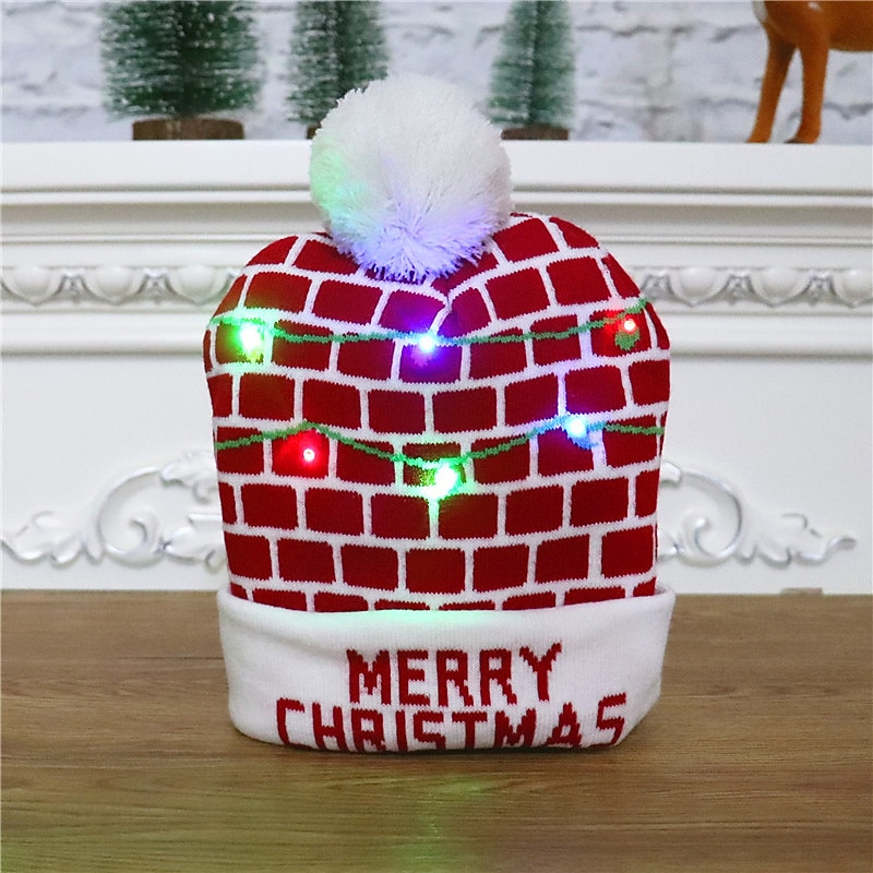 LED Christmas Hat Light Up Christmas Hat Unisex Knitted Beanie Holiday Hat Santa Claus Christmas Gifts Decoration 2026 - $15.99 –P17