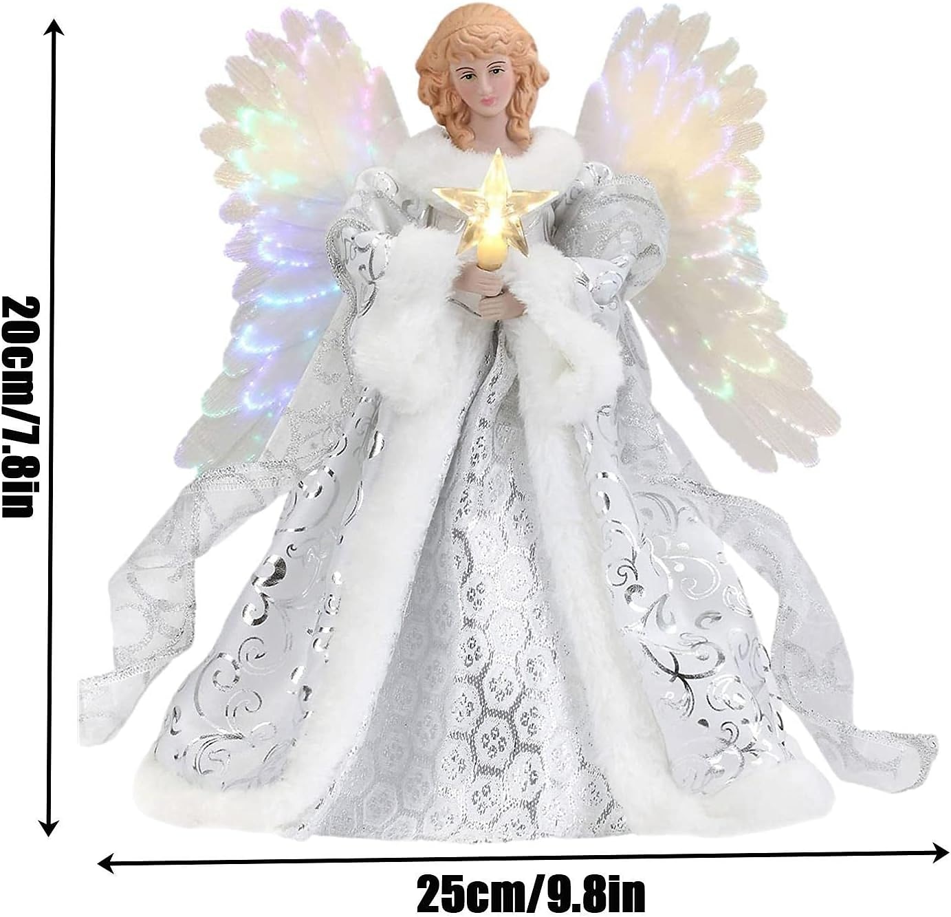 vánoční stromek anděl topper led anděl vánoční strom vrchol bílé víly anděl dekorace na vánoční stromeček se světlem, přívěsek s korunou pohádkového stromu pro slavnostní domácí dekoraci 2025 - $17.49 –P2