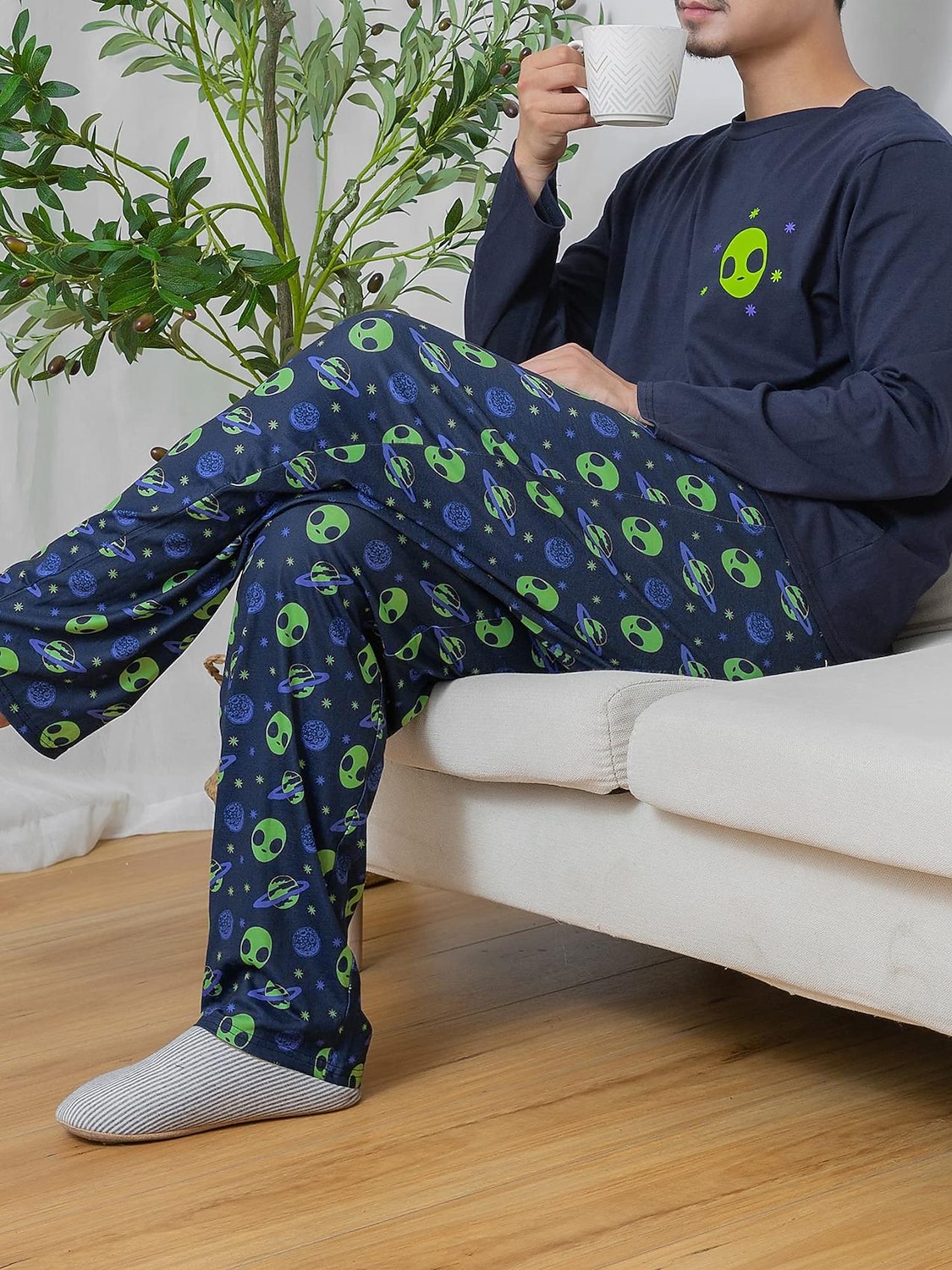 Homens Loungewear Roupa de Dormir Conjunto de Pijama Top e calça de pijama 2 Peças Estampas Abstratas à moda Casual Conforto Casa Diário Misto de Algodão Conforto Gola Redonda Manga Longa Camiseta de 2025 por $25.99 –P7