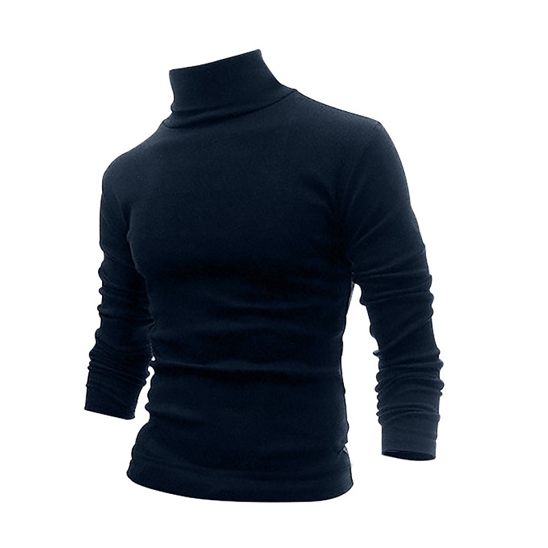Herren T Shirt T-Shirt Langarmshirt Langarm Rollkragen Frühling & Herbst Einfach Mode Designer Basic Urlaub Straße Ausgehen Wein Aprikose Dunkelgrau Top T-Shirt für Herren 2025 - $23.99 –P6
