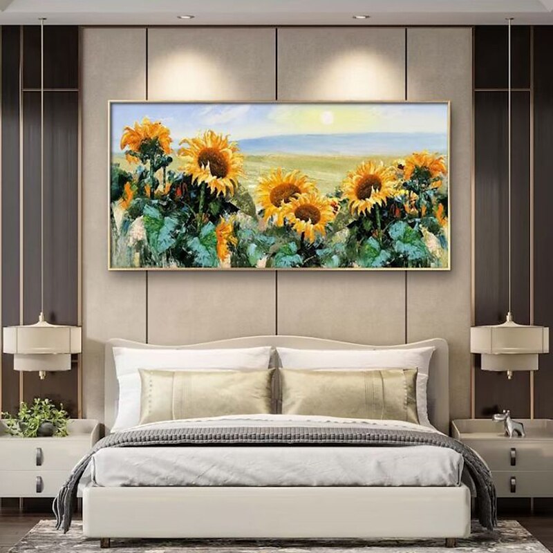 Handgefertigtes Ölgemälde auf Leinwand, Wandkunst, Dekoration, großes abstraktes orangefarbenes Sonnenblumen-Blume-Gemälde, dicke Kunst für Heimdekoration, gerolltes, rahmenloses, ungedehntes Gemälde 2025 - $100.99 –P5