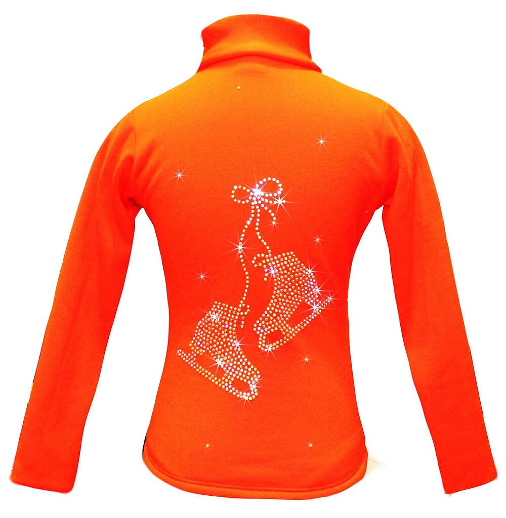Figure Skating Fleece Jacket Women's Girls' Ice Skating Jacket Top Pink Blue Orange Stretchy Training Competition Skating Wear Thermal Warm Crystal / Rhinestone Long Sleeve Ice Skating Figure Skating 2025 - $52.99 –P2