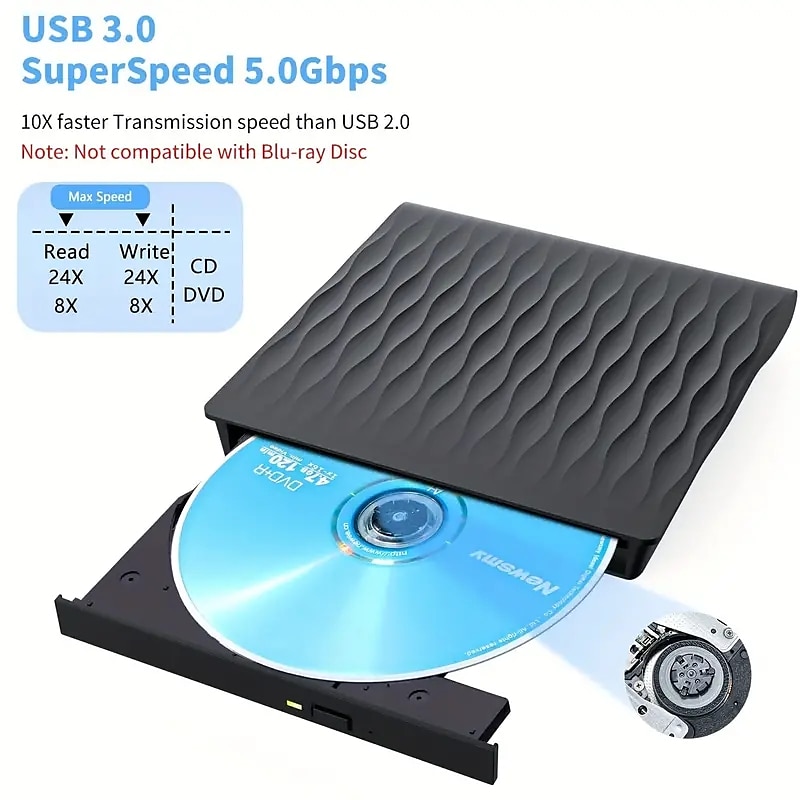 External CD/DVD Drive For Laptop USB 3.0 & Type-C External CD DVD Burner CD/DVD/-RW Rewriter For Laptop Desktop IMac MacBook Compatible With Windows 11/10/XP/8/7/Vista/Linux/MacOS 2025 - $43.99 –P1