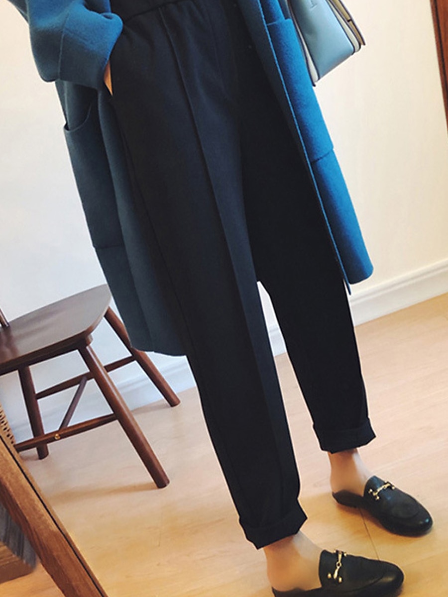 Per donna Pantaloni Eleganti Pantaloni in Pile Dritto Moda Streetwear Lunghezza intera Vita media Tinta unica Tasca Comodità Traspirabilità Morbido Micro-elastico Vacanza Streetwear Quotidiano Nero del 2026 a $29.99 –P2