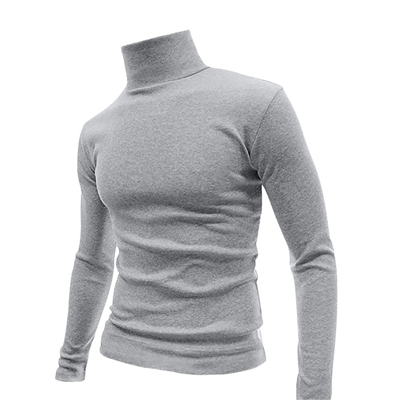 Herren T Shirt T-Shirt Langarmshirt Langarm Rollkragen Frühling & Herbst Einfach Mode Designer Basic Urlaub Straße Ausgehen Wein Aprikose Dunkelgrau Top T-Shirt für Herren 2025 - $23.99 –P17