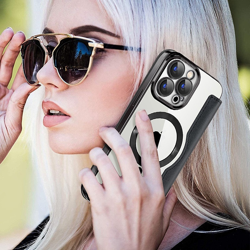 Handyhülle für iPhone 16e Apple AirTag iPhone 16 iPhone 15 Pro Max Plus 14 13 12 11 Wallet Case mit Magsafe transparentem Kartensteckplatz Retro TPU PU-Leder 2025 - $21.99 –P1