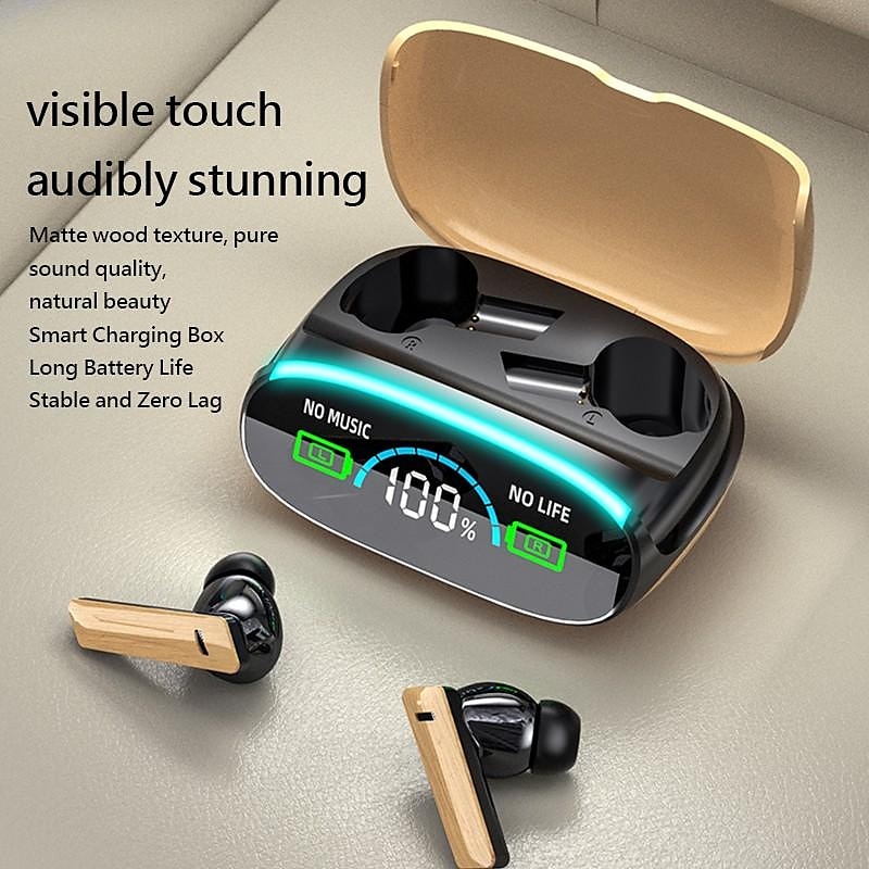 M46 TWS Bluetooth 5.3 Earphone with Mic Wireless Headphones HiFi Stereo Ear Buds Noise Reduction Headset with Exquisite Wood Grain Charging Case 2025 - $12.99 –P8