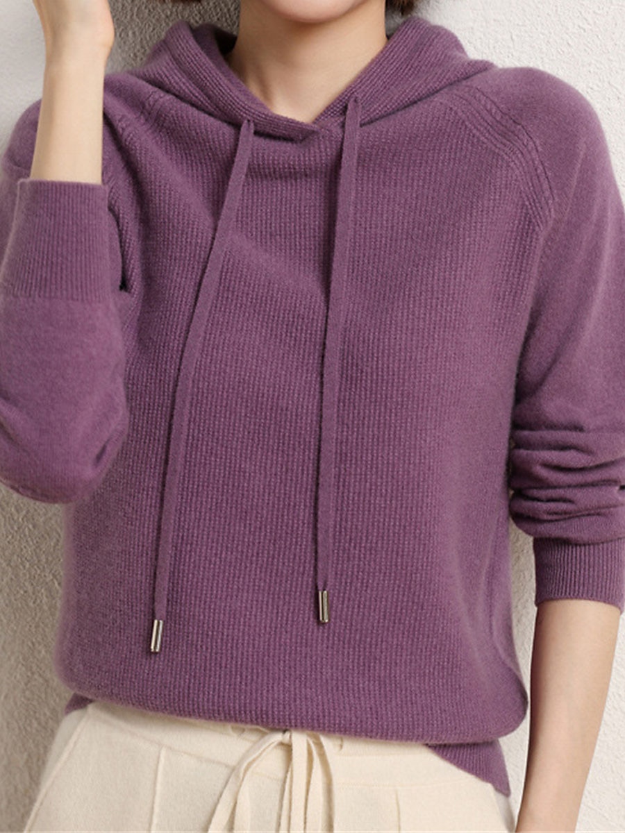 Dam Pullover tröja Stylish Ledigt Mjukt Ensfärgat Ribbad Huva Förstoringar Långärmad Vanliga toppar Sticka Utomhus Dagligen Utekväll Svart Kamel Höst Vinter 2025 - GBP £28.2 –P3