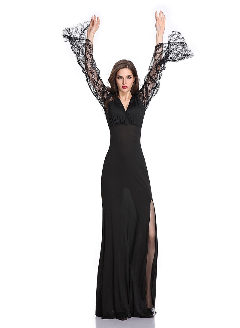 Addams család boszorkány Morticia Addams Walpurgis éjszaka Ruhák Felnőttek Női Punk és gótika Buli / Este Könnyű farsangi jelmez 2025 - $43.99 –P4