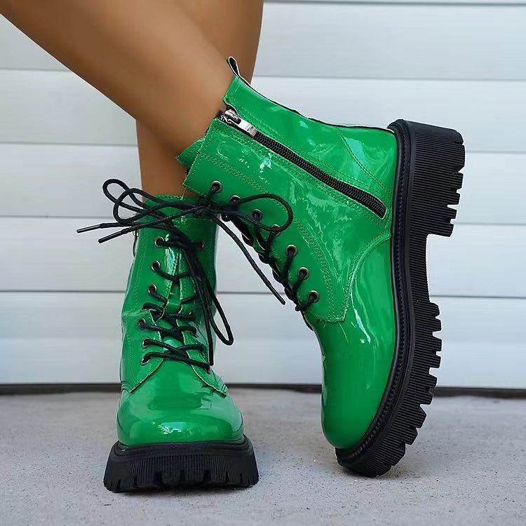 Dámské Boty Boty na platformě Obuv military styl Boty se šněrováním Párty Denní Pevná barva Kotníkové boty Booties Zima Platforma Blokovat patu Oblá špička prázdniny Na běžné nošení Pohodlné Uměl 2025 - $44.99 –P6