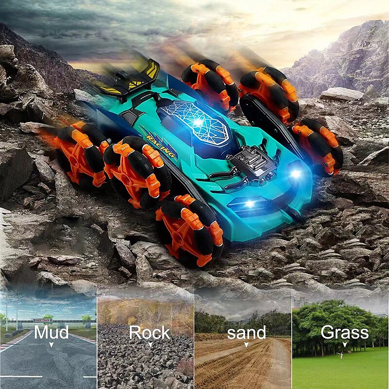 2.4g Remote Control Six Wheel Stunt Remote Control Car Can Automatically Demonstrate Toy Car Lighting Music Deformation Car Drift And Rolling 2025 - $67.99 –P3