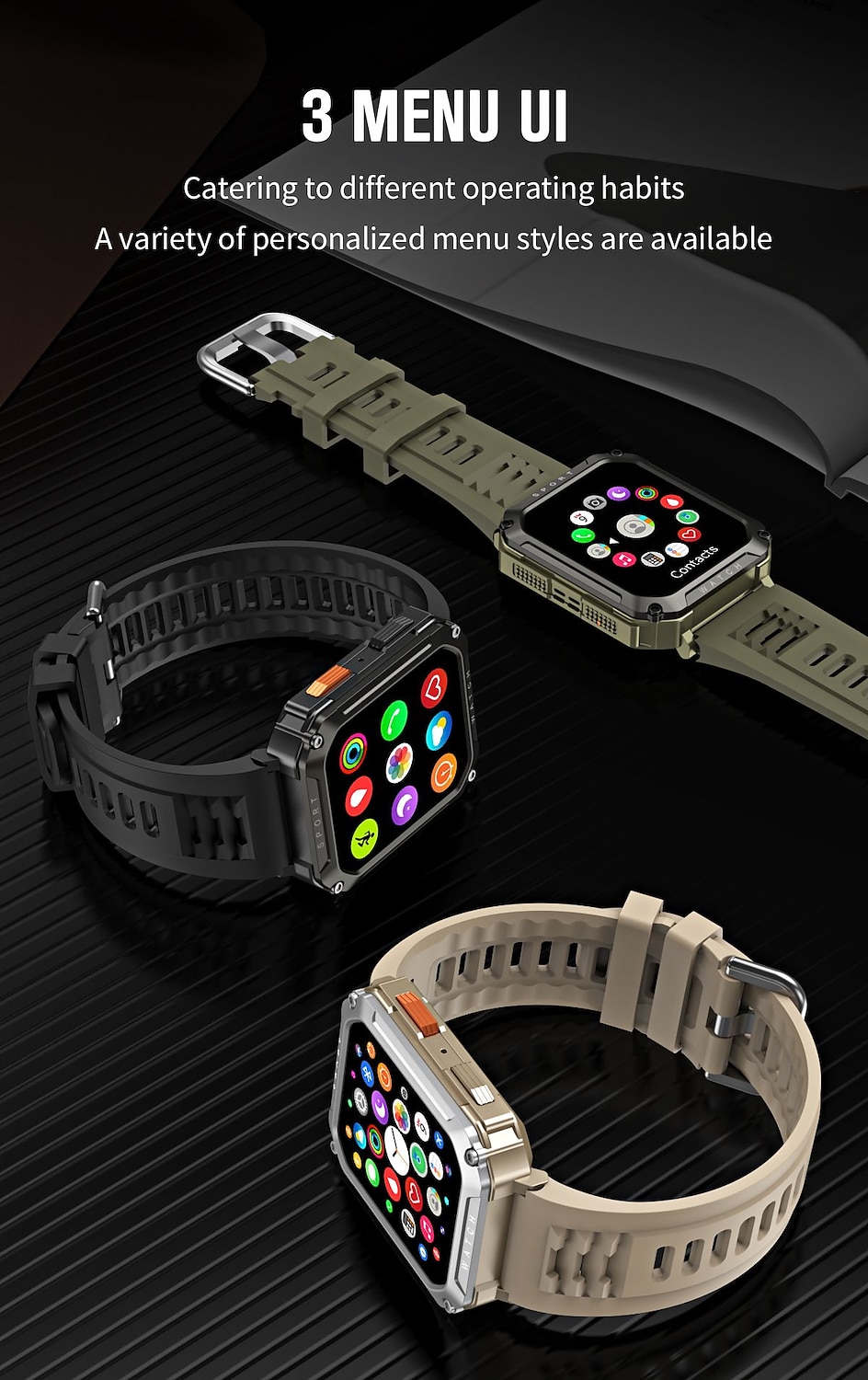 2025年 LIGE BW0619 スマートウォッチ 2.01 インチ スマート·ウォッチ ブルートゥース 着信通知 アクティビティトラッカー 睡眠サイクル計測器 と互換性があります Android iOS 女性 男性 コンパス メッセージ受信通知 ステップトラッカー IP 67 44mmの時計ケース  コレクション – $38.99 –P6