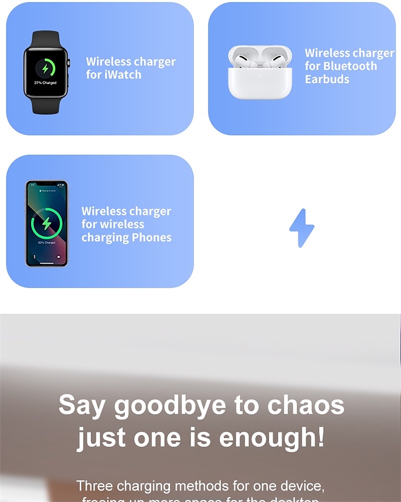 3 in 1 Foldable 15W Fast Wireless Charger Stand For iPhone 14 13 12 Pro Max Apple Watch Airpods Pro Wireless Charging Station 2025 - $36.99 –P4
