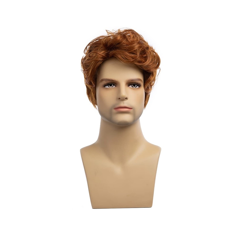 Männer Perücken kurze orange Perücke synthetische hitzebeständige natürliche Halloween Cosplay Haarperücke Weihnachtsfeier Perücken 2026 - $23.99 –P2