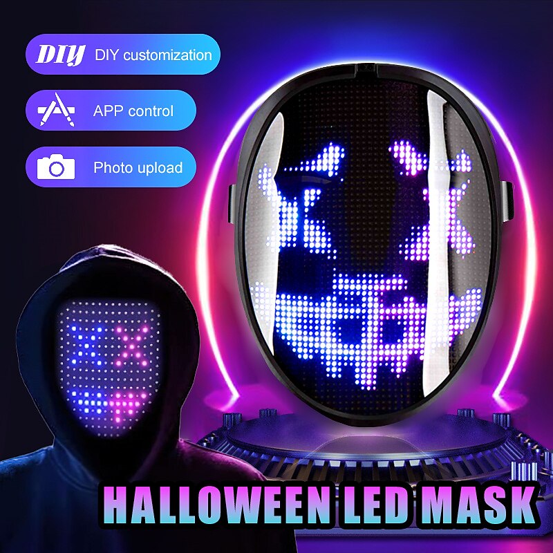 Halloween Mask Face Transforming LED Mask Gesture Control Purge Glow Mask  Coolest Light Up Mask for Costume Cosplay Party Masquerade Led screen Diy Face  Mask 2024 - $57.99