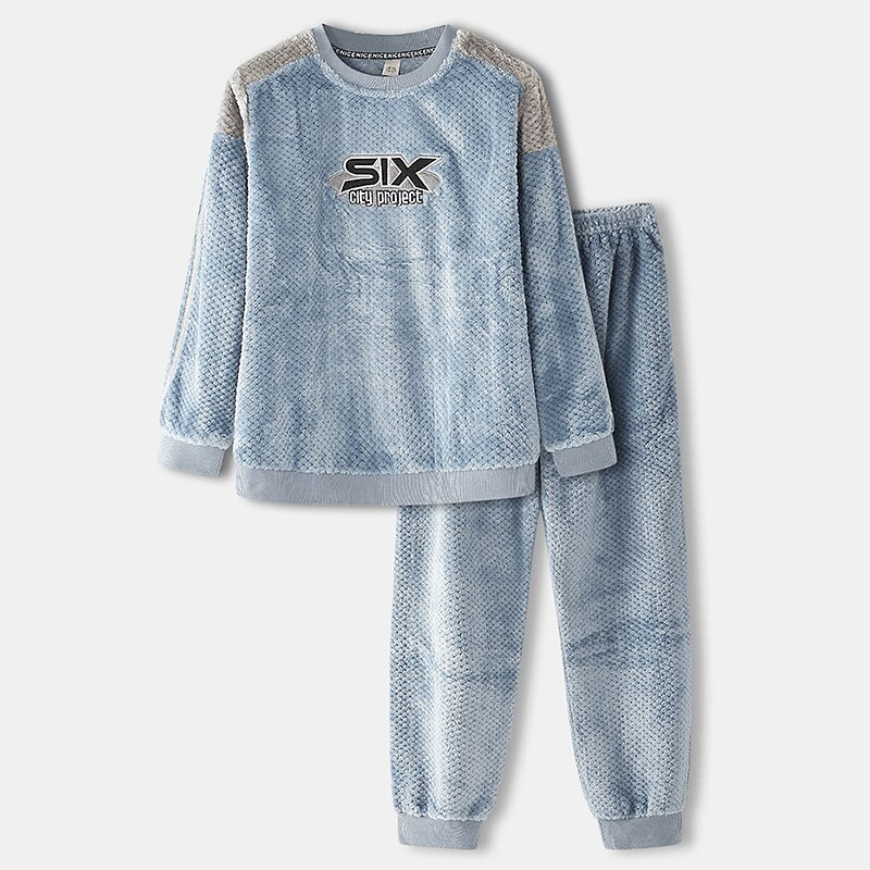 Per uomo loungewear Pigiami Set pigiama Top e pantalone del pigiama 2 pezzi Liscio Moda Informale Comoda Interni Giornaliero Flanella Comfort Girocollo Manica lunga Pullover Pantaloni da jogger Vita del 2025 a $49.99 –P11