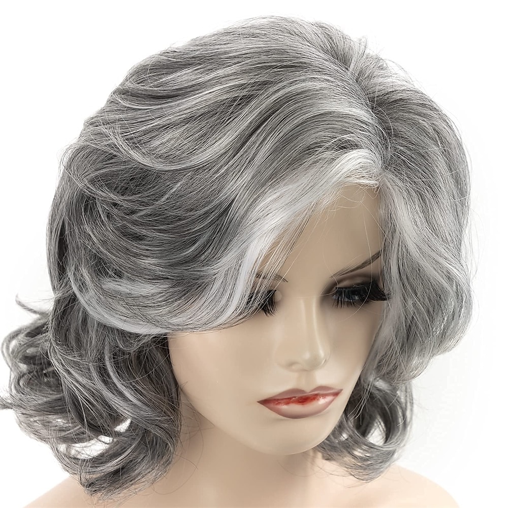 Short Grey Pixie Cut Wigs for Women layered Synthetic Hair Mixed Gray Wig with White Bangs Natural Wavy Wigs for Old Lady 2025 - $24.99 –P4