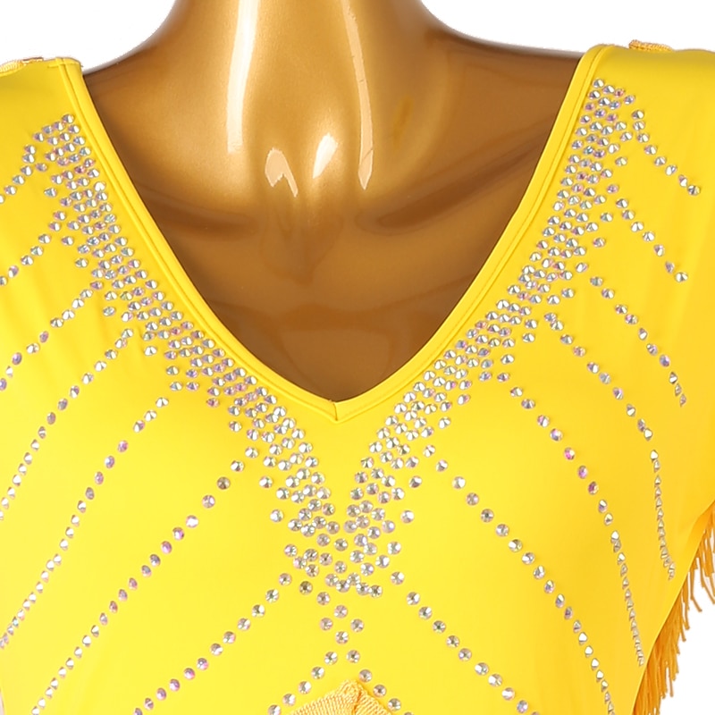 tánc salsa latin tánc ruha strassz rojtos bojt női teljesítmény edzés hosszú ujjú magas spandex tüll 2025 - $149.99 –P5