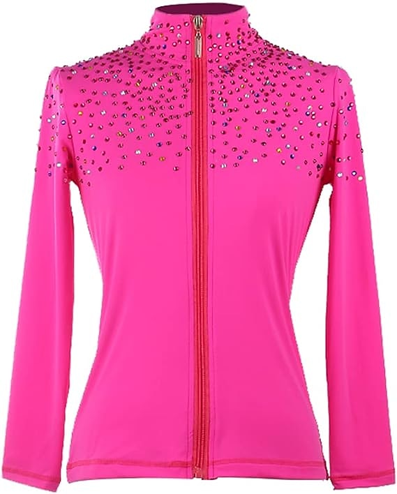 Jaqueta de lã para patinação artística Mulheres Para Meninas Patinação no Gelo Jaqueta Blusas Preto Rosa claro Roxo Com Stretch Treino Competição Roupa para Patinação Térmico / Quente Cristal / Strass de 2026 por $67.99 –P2