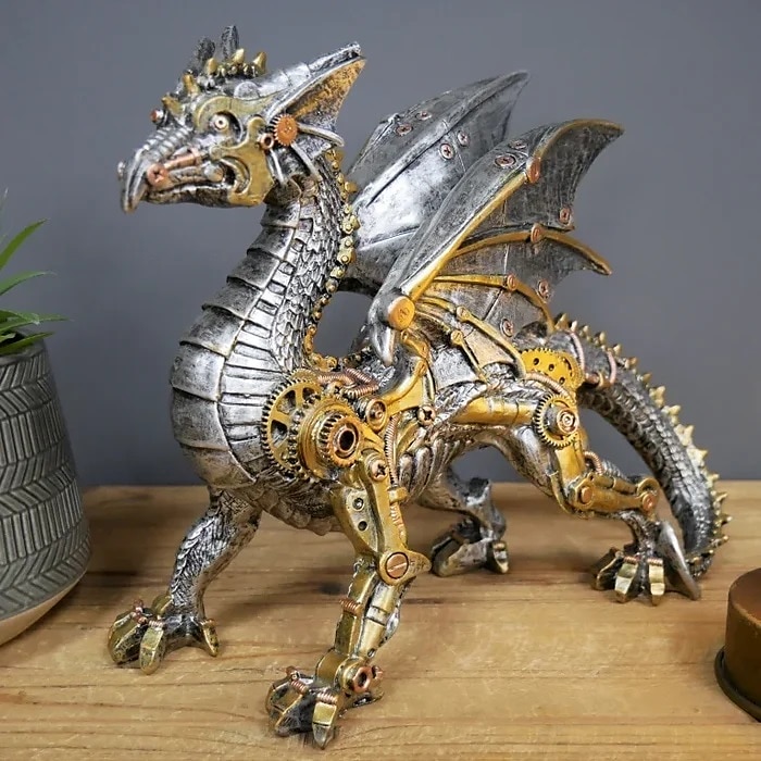 stile steampunk scultura animale animale meccanico ornamento decorazione decorazione industria pesante resina decorazione meccanica ciondolo decorazione di capodanno del 2025 a $18.99 –P8
