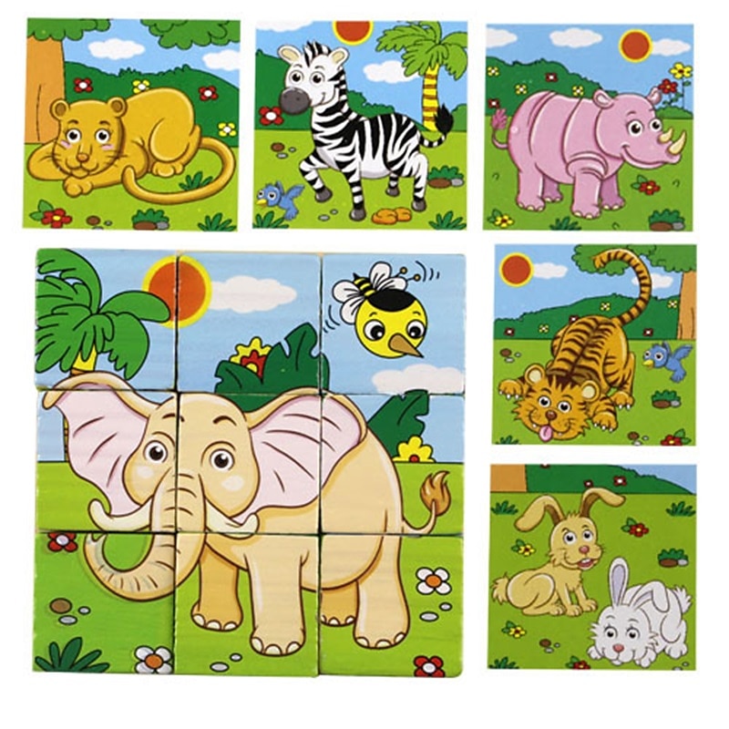 puzzle 3d din lemn pentru cadouri de aniversare pentru copii jucării puzzle pentru grădiniță bloc de construcție 3d din lemn pictură pe șase fețe 2025 - $23.99 –P15
