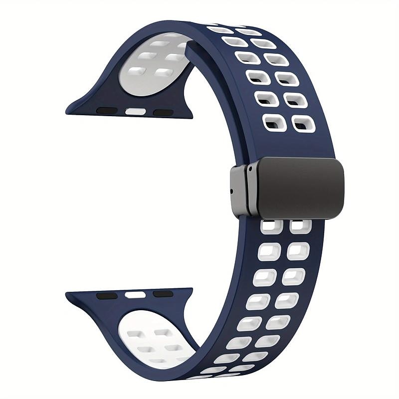 Bracelets de montre intelligente pour Apple Watch 44 mm 40 mm 49 mm 38 mm 45 mm 41 mm 42 mm bracelet en silicone bicolore sport pour femme + bracelet de remplacement à fermoir en D magnétique pour de 2025 ? $13.99 –P16
