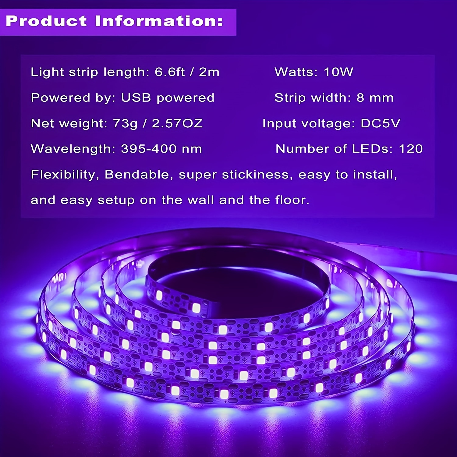 LED UV Black Light Strip, Purple Light with USB or Battery Powered SMD2835, 380-400NM UV Light for Fluorescent Dance, UV Body Coating, Non Waterproof Blacklight Lamp 2025 - $6.49 –P1