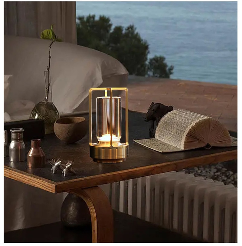 Candeeiro de mesa recarregável sem fio LED retro bar lâmpadas de mesa de metal toque dimmer luz noturna tri-cores para restaurante quarto bar hotel luzes de decoração de casa de 2025 por $53.99 –P6