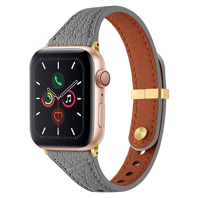 Elegant Slim Leather Bands Compatible with Apple Watch Band 38mm 40mm 41mm  42mm 44mm 45mm 49mm, Designer Top Grain Black Leather Watch Band with  Charms, Feminine Design for Ultra SE & Series