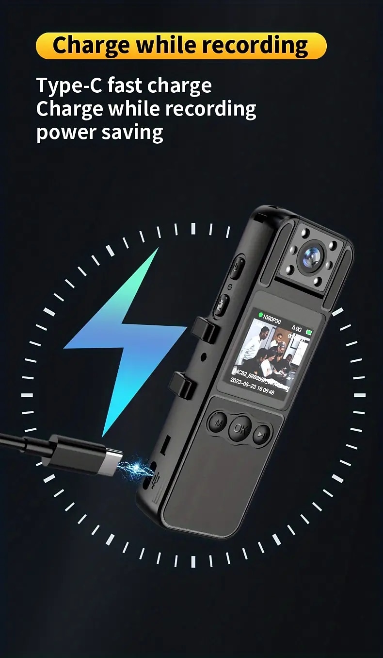 1080P Ultra Clear Camera No WiFi Function Mini Back Clip-on Camera Recorder Can Flip Lens Small Security Portable Camera 1.3 Inch Color Screen Side Recording Side Viewing Suitable For Home And 2025 - $83.99 –P7