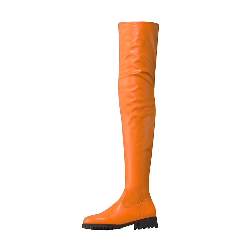 Botas de piel sintética por encima de la rodilla para mujer: botas altas hasta el muslo con tacón grueso para usar a la moda en otoño e invierno 2026 - $69.99 –P10