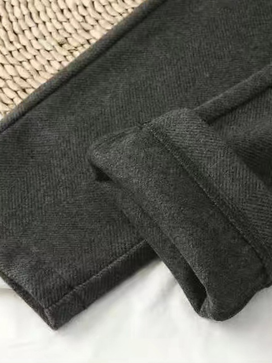 dames geklede broek visgraat broek fleece flanel cropped broek enkellange mode streetwear kantoor werk zwart askleurig s m herfst winter 2025 - $32.99 –P10