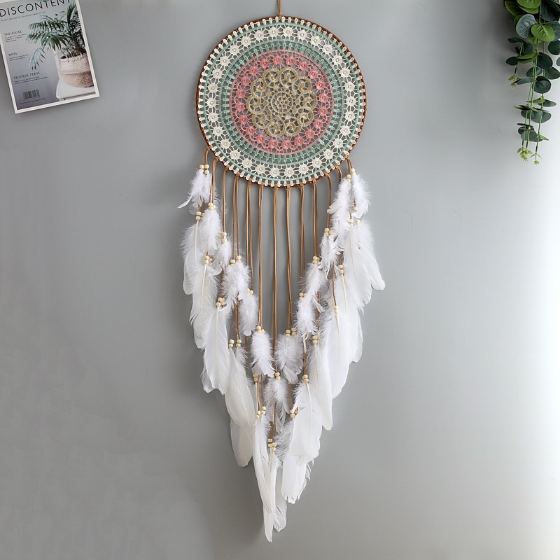 boho drömfångare handgjord present vägghängande dekor konst prydnad hantverk pärla fjäder för barn sovrum bröllop festival födelsedagspresent 2025 - $20.99 –P6