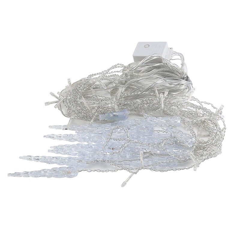 Lumière de Noël LED rideau glaçon fée guirlande lumineuse 3.5 m 96 LED flexible lumière de Noël pour cour garden party patio décor éclairage coloré ue us au royaume-uni plug de 2025 ? $22.99 –P6