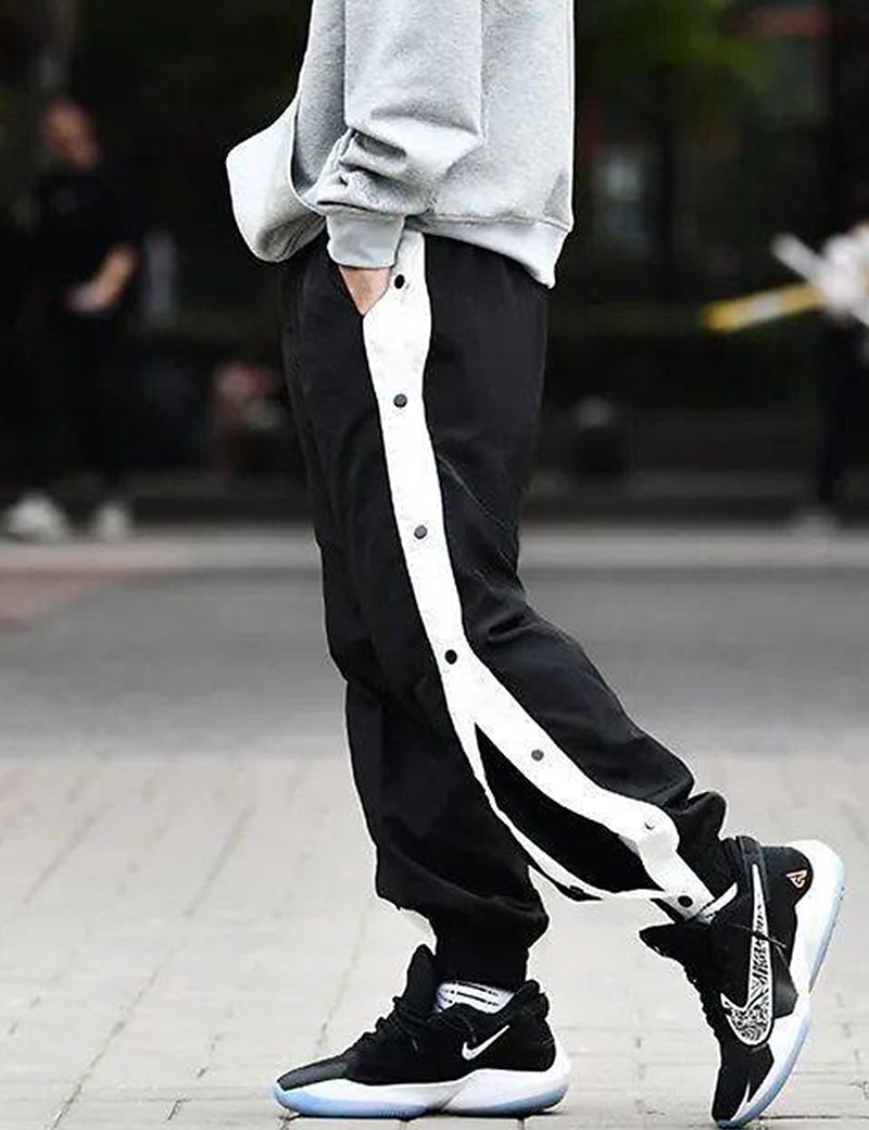 Men's Joggers Tear Away Pants Trousers Straight Leg Sweatpants Pocket Elastic Waist Side Button Plain Comfort Breathable Outdoor Daily Going out Fashion Casual Black 2026 - $16.49 –P1