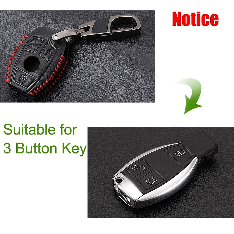 Starfire autosleutelbehuizing met afstandsbediening lederen sleutelhanger geschikt voor Mercedes-Benz AMG 3-knoppensleutel 2025 - $15.99 –P6