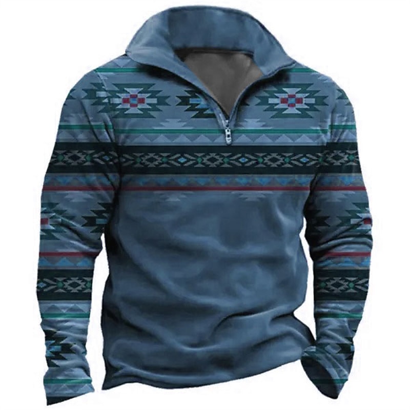 Per uomo Tribale Stampe astratte Felpe Felpa Felpa con zip Maglione Manica lunga Felpa Chiusura lampo quarto Giornaliero Classico Informale Stampa 3D Per eventi Per uscire Abbigliamento di strada del 2025 a $30.99 –P3