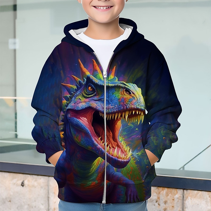 Boys 3D Animal Dinosaur Hoodie Coat Outerwear Long Sleeve 3D Print Fall Winter Fashion Streetwear Cool Kids 3-12 Years Outdoor Casual Daily Regular Fit 2025 - $18.49 –P4