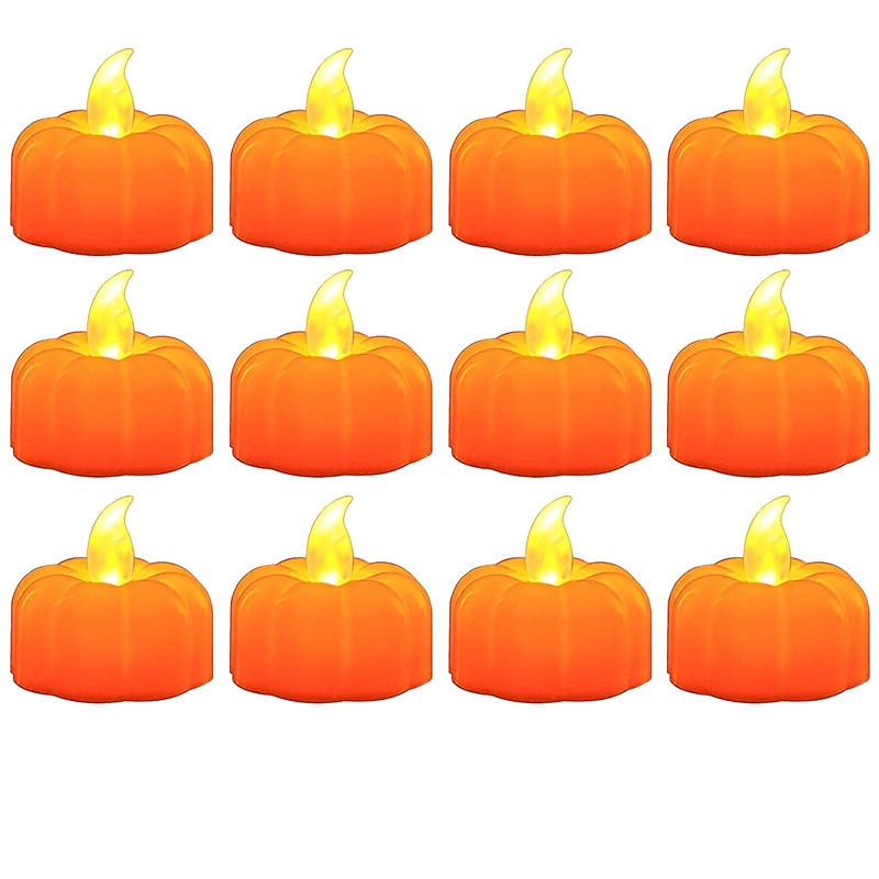 12db mini sütőtök gyertya lángmentes gyertya lámpák hálaadás sütőtök tealámpák led tea lámpák sütőtök gyertyák elemes őszi halloween hálaadás lakberendezési dekoráció 2025 - $14.49 –P5