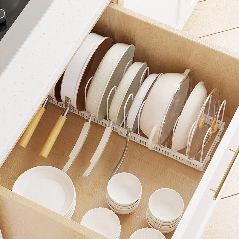 Kitchen Storage Rack, Telescopic Pot Lid Holder, Tableware