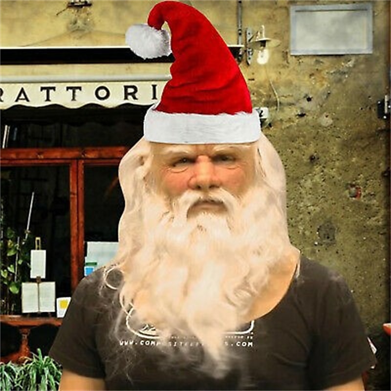 regalo del festival maschera di babbo natale in lattice vacanza copricapo in lattice trucco maschera a sfera maschio babbo natale del 2025 a $31.99 –P5