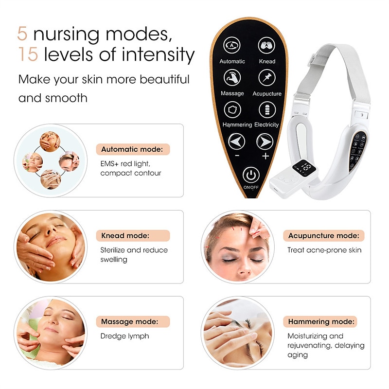 New EMS Face Lifting Machine Double Chin Remover Face Slimmer V - Face Lift Skin Tightening Device Facial Vibration Massagers 2025 - $35.99 –P4