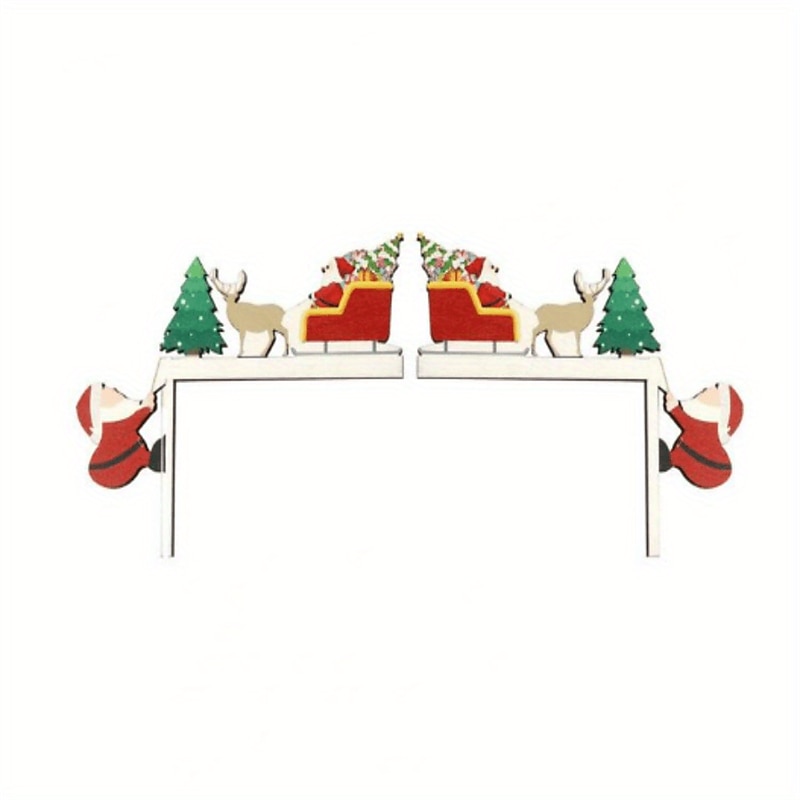 1 sada rekvizit pro slavnostní dřevěné vánoční ozdoby - 4 styly pro rám dveří stolu a roh - Santa Claus a sváteční dekorace pro domov a pokoj 2025 - $10.99 –P9