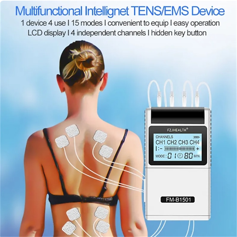 Easy@Home TENS Unit Muscle Stimulator - Electronic Pulse Massager