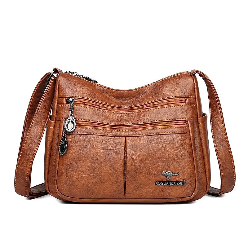 női műbőr crossbody táska - több zsebes vállas kézitáska cipzárral a mindennapi alkalmi használatra 2025 - $24.99 –P17